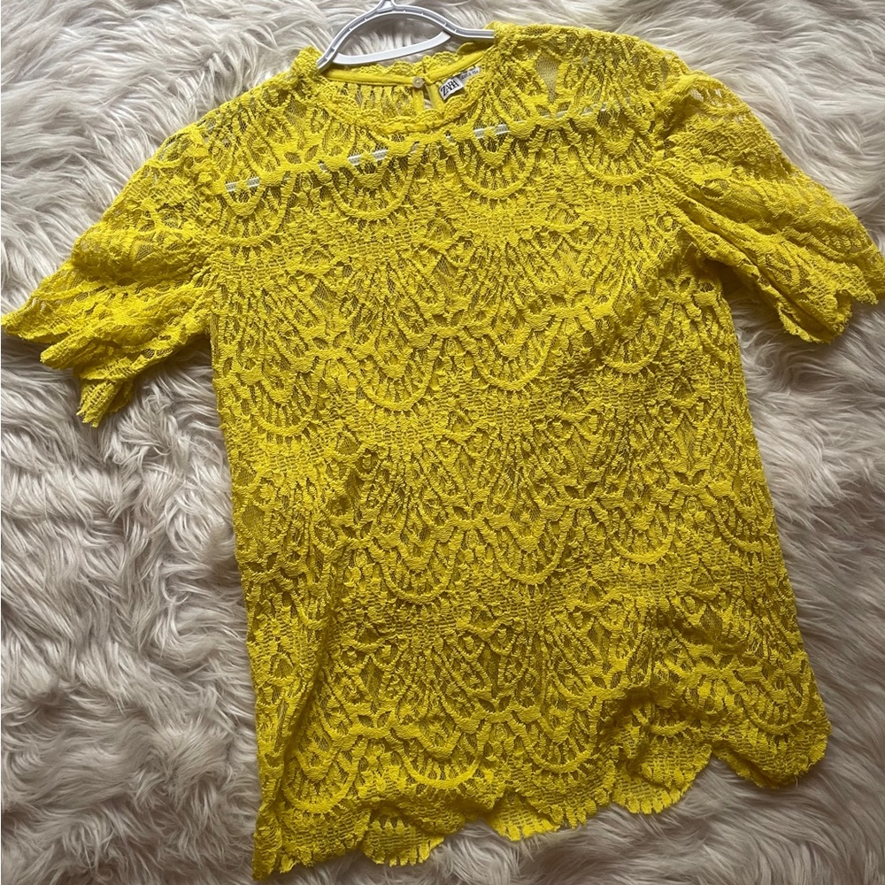 Zara yellow lace top